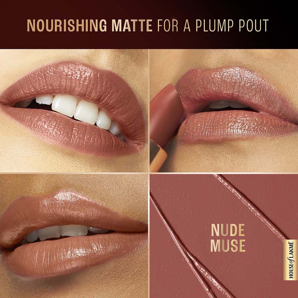 Lakme Ultimate Glam Satin Matte Lipstick For Luxurious Satin Matte Finish - Nude Muse