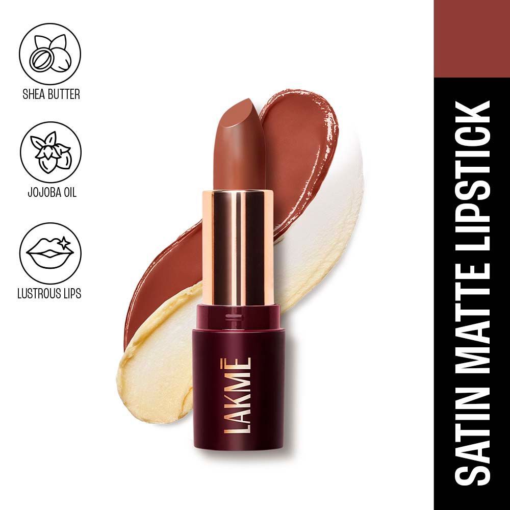 Lakme Ultimate Glam Satin Matte Lipstick For Luxurious Satin Matte Finish - Nude Toffee