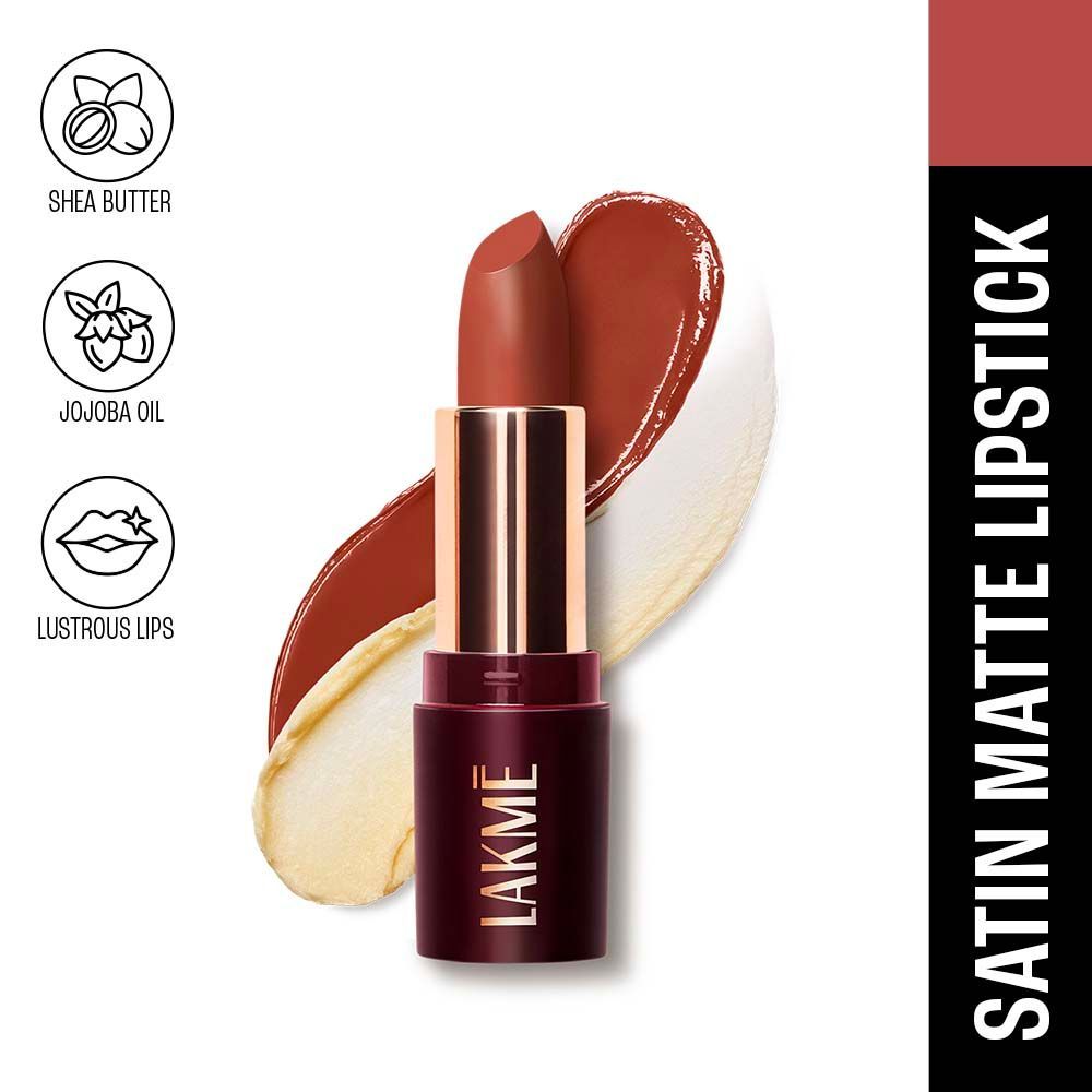 Lakme Ultimate Glam Satin Matte Lipstick For Luxurious Satin Matte Finish - Nude Mocha