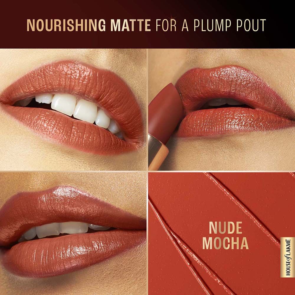 Lakme Ultimate Glam Satin Matte Lipstick For Luxurious Satin Matte Finish - Nude Mocha