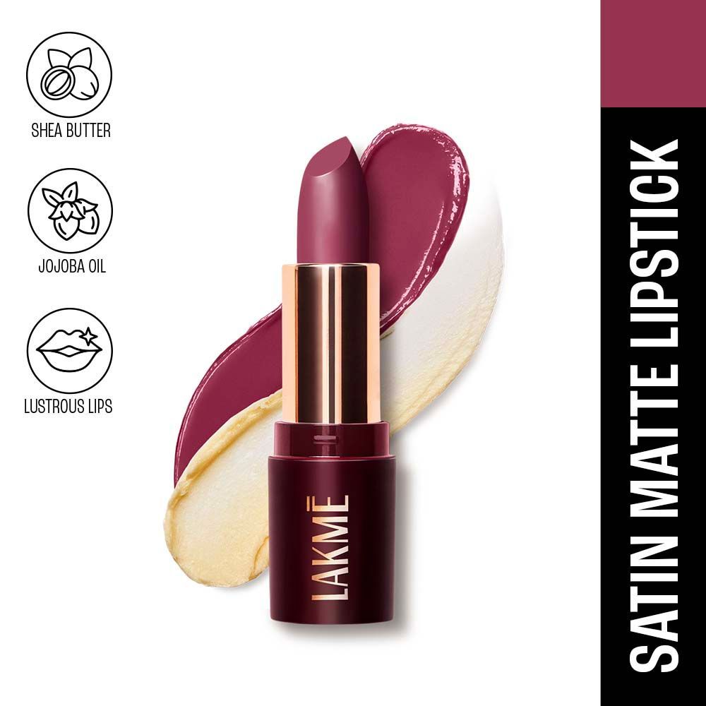 Lakme Ultimate Glam Satin Matte Lipstick For Luxurious Satin Matte Finish - Purple Sparkle