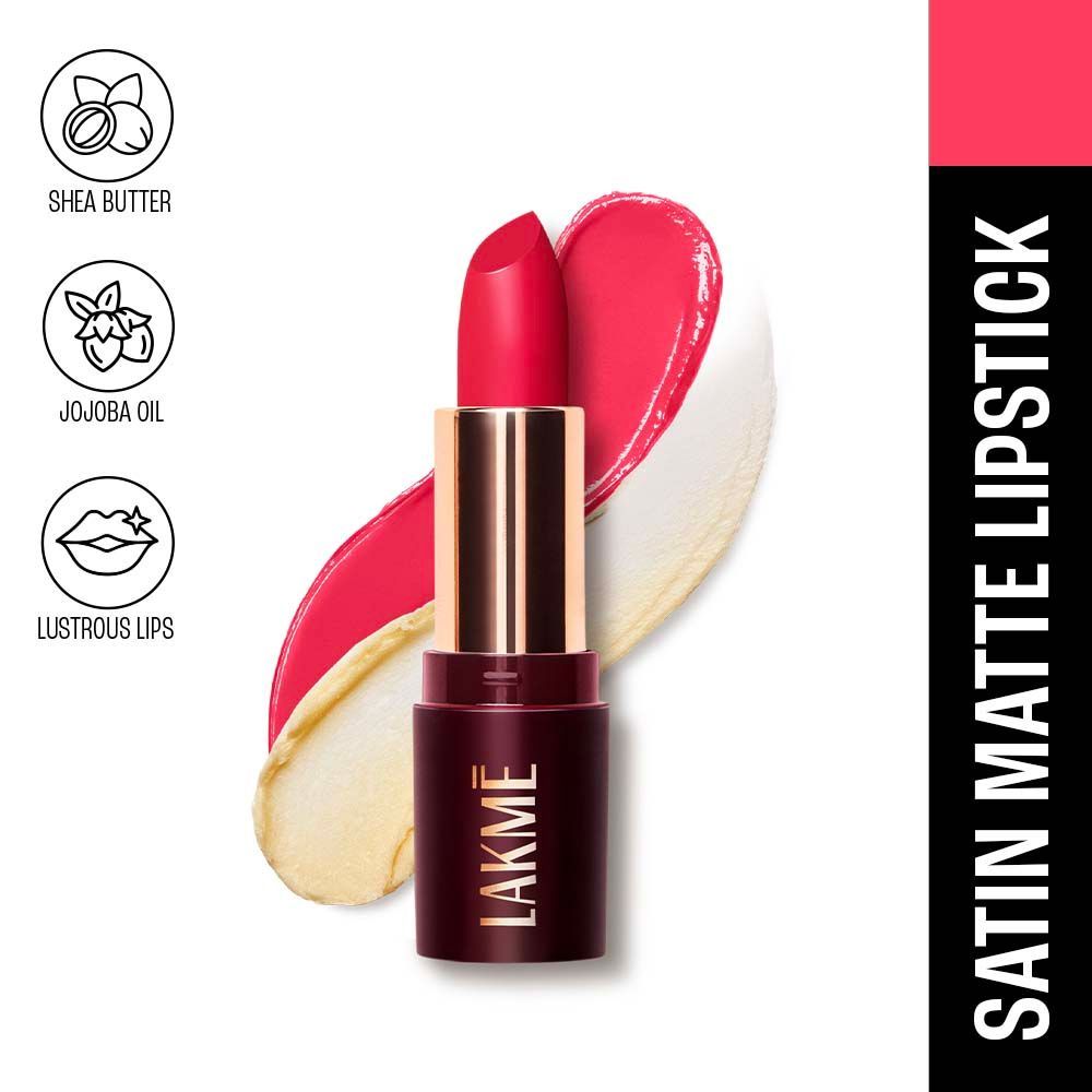 Lakme Ultimate Glam Satin Matte Lipstick For Luxurious Satin Matte Finish - Pink Pop