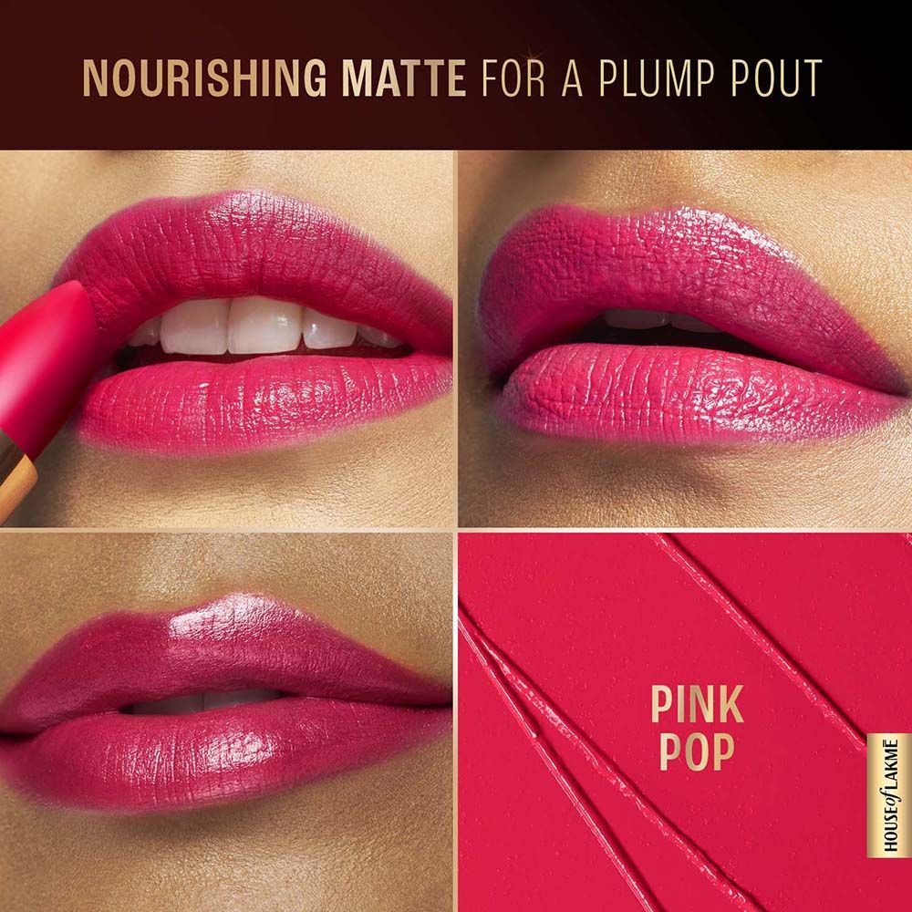 Lakme Ultimate Glam Satin Matte Lipstick For Luxurious Satin Matte Finish - Pink Pop