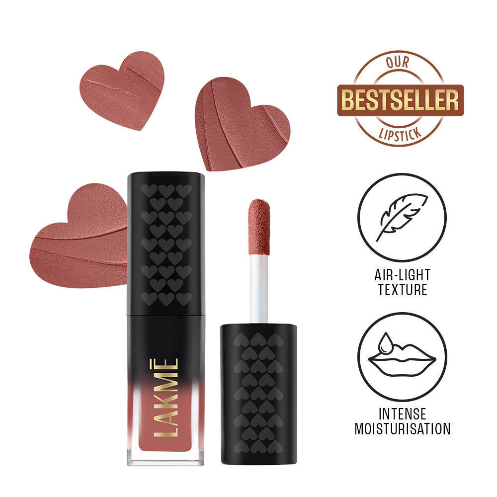 Lakme Xtraordin-Airy Lip Mousse With Cocoa Butter For Moisturized Lips, Matte Finish - Blush Nude