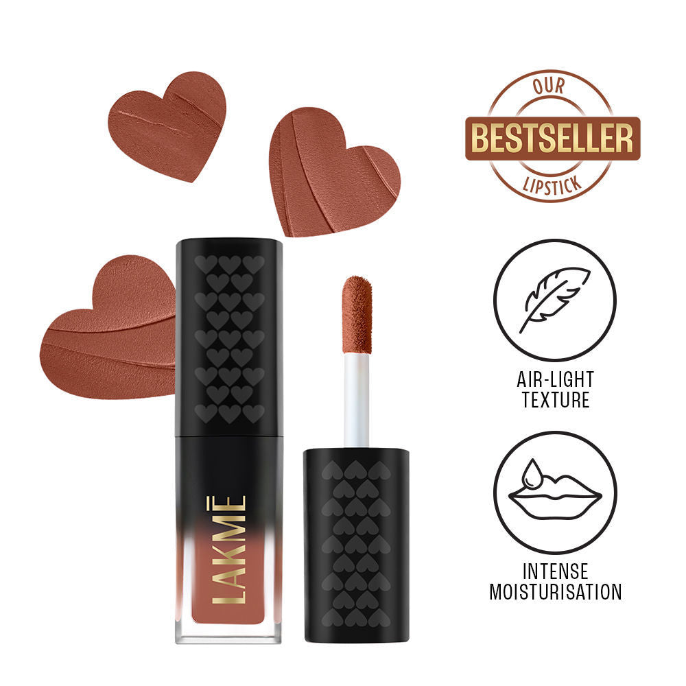 Lakme Xtraordin-Airy Lip Mousse With Cocoa Butter For Moisturized Lips, Matte Finish - Bare Nude