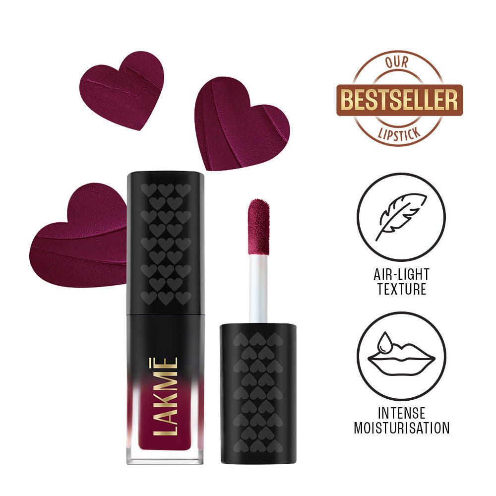 Lakme Xtraordin-Airy Lip Mousse With Cocoa Butter For Moisturized Lips, Matte Finish - Dark Cherry