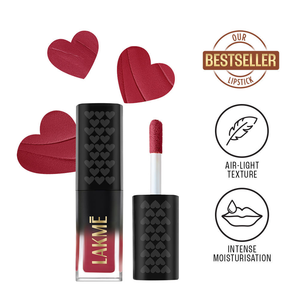 Lakme Xtraordin-Airy Lip Mousse With Cocoa Butter For Moisturized Lips, Matte Finish - Crimson Sky
