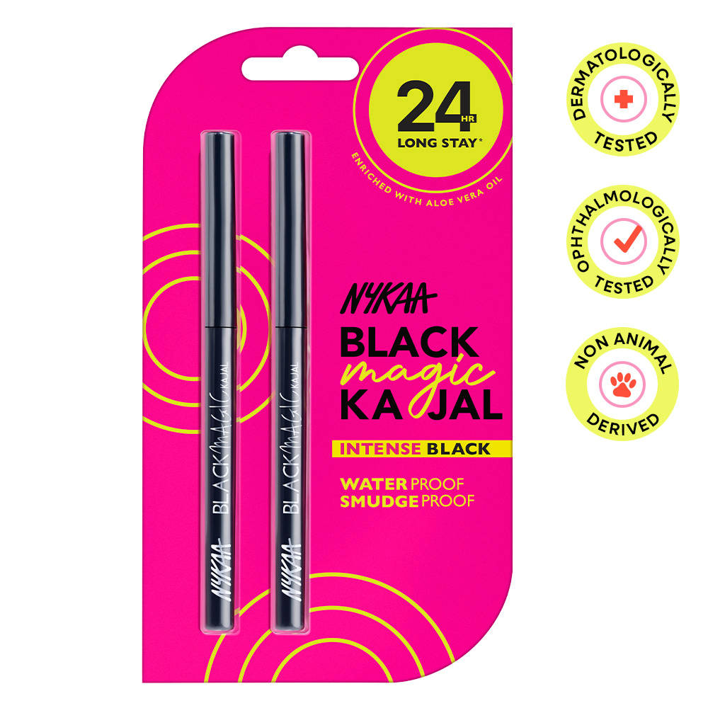 Nykaa Black Magic 24Hr Longstay Matte Waterproof Smudgeproof Kajal Eyeliner - Pack of 2 (Deep Black)
