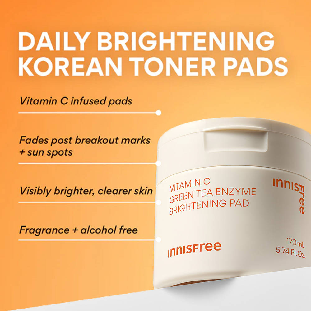 Innisfree Vitamin C Green Tea Toner Pad - Brightens & Smooths Skin
