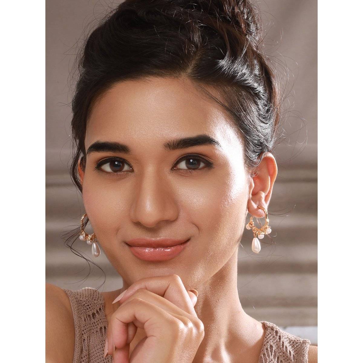Aatmana White Plated Contemporary Hoops (Pack of 2) · One Size