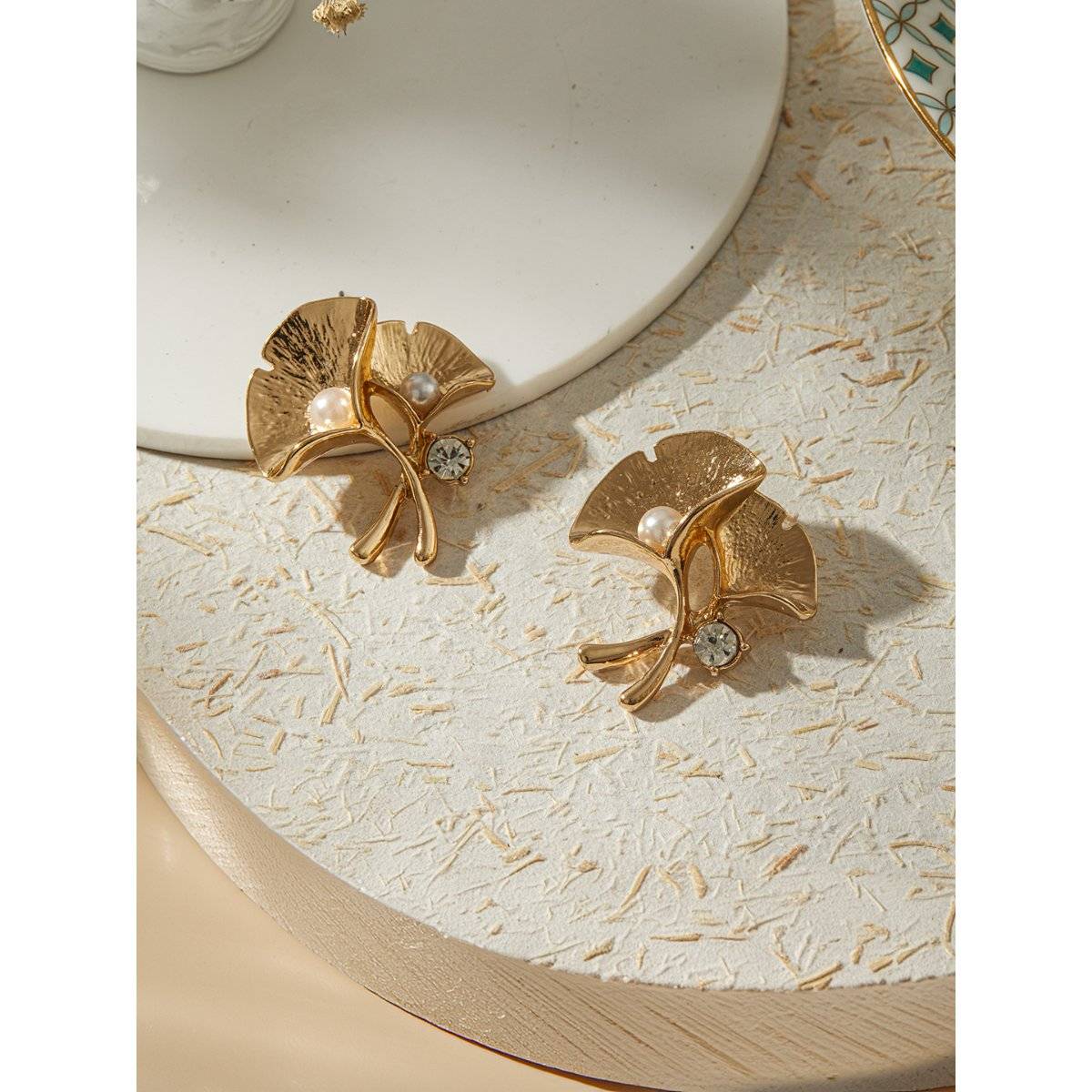 Aatmana Gold Plated Pearl and American Diamond Studded Contemporary Studs (Pack of 2)