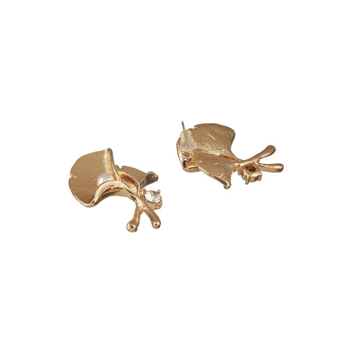 Aatmana Gold Plated Pearl and American Diamond Studded Contemporary Studs (Pack of 2)
