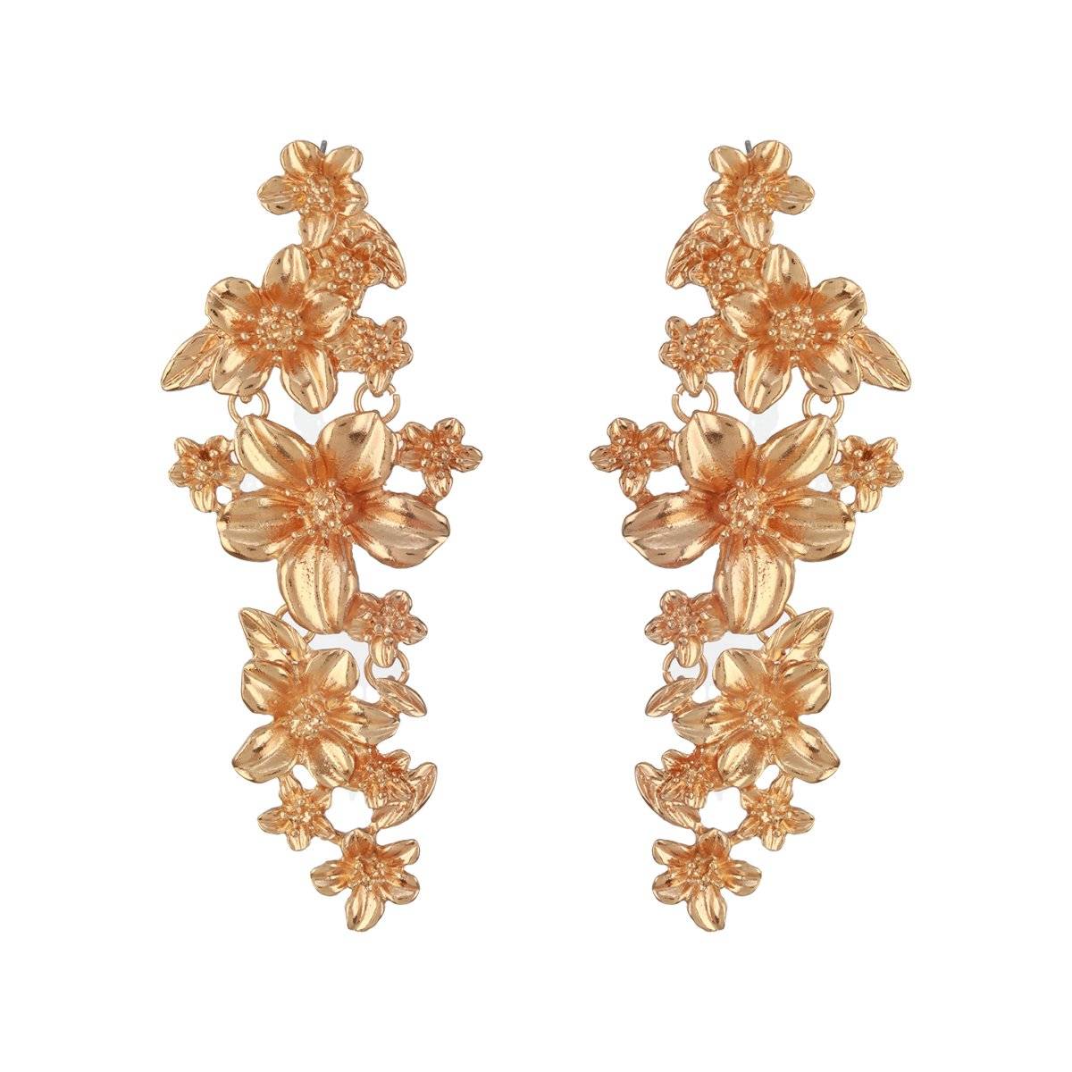 Aatmana Rose Gold Plated Floral Shaped Drop Earrings