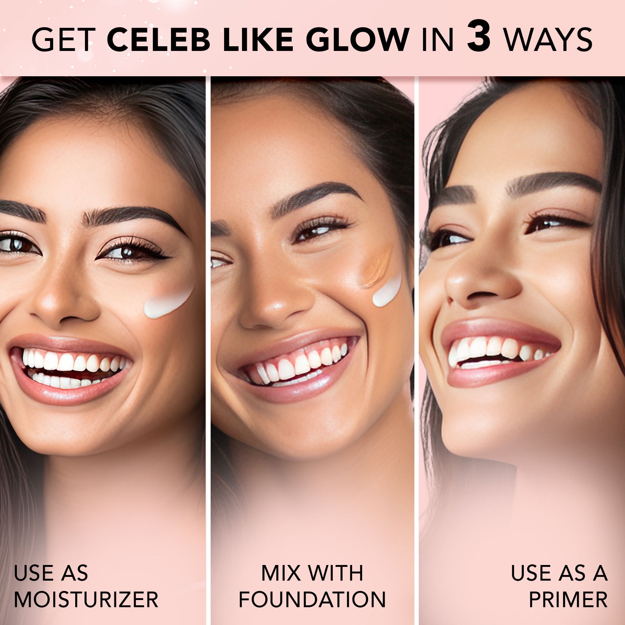 Faces Canada Strobe Cream, Pink - Primer + Highlighter + Moisturizer With Hyaluronic Acid (30ml)
