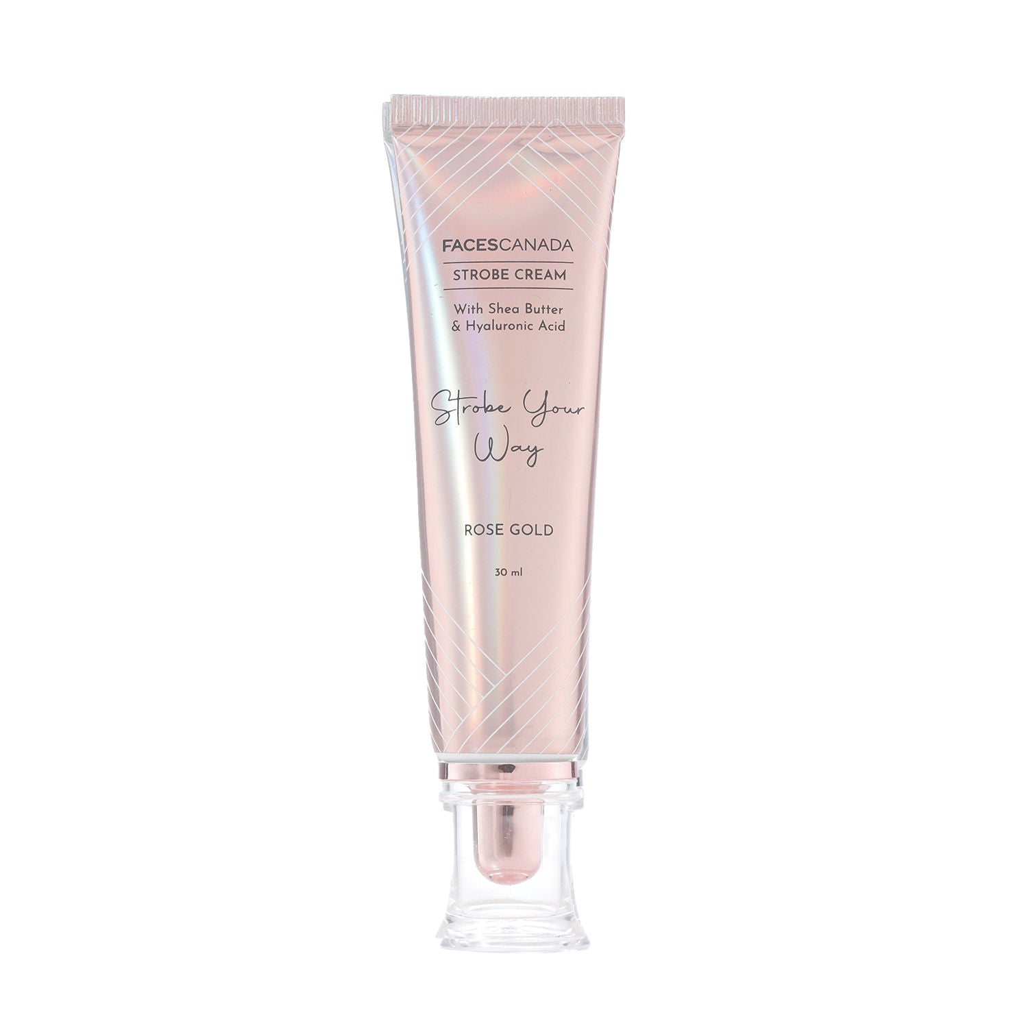 Faces Canada Strobe Cream, Rose Gold - Primer + Highlighter + Moisturizer With Hyaluronic Acid (30ml)