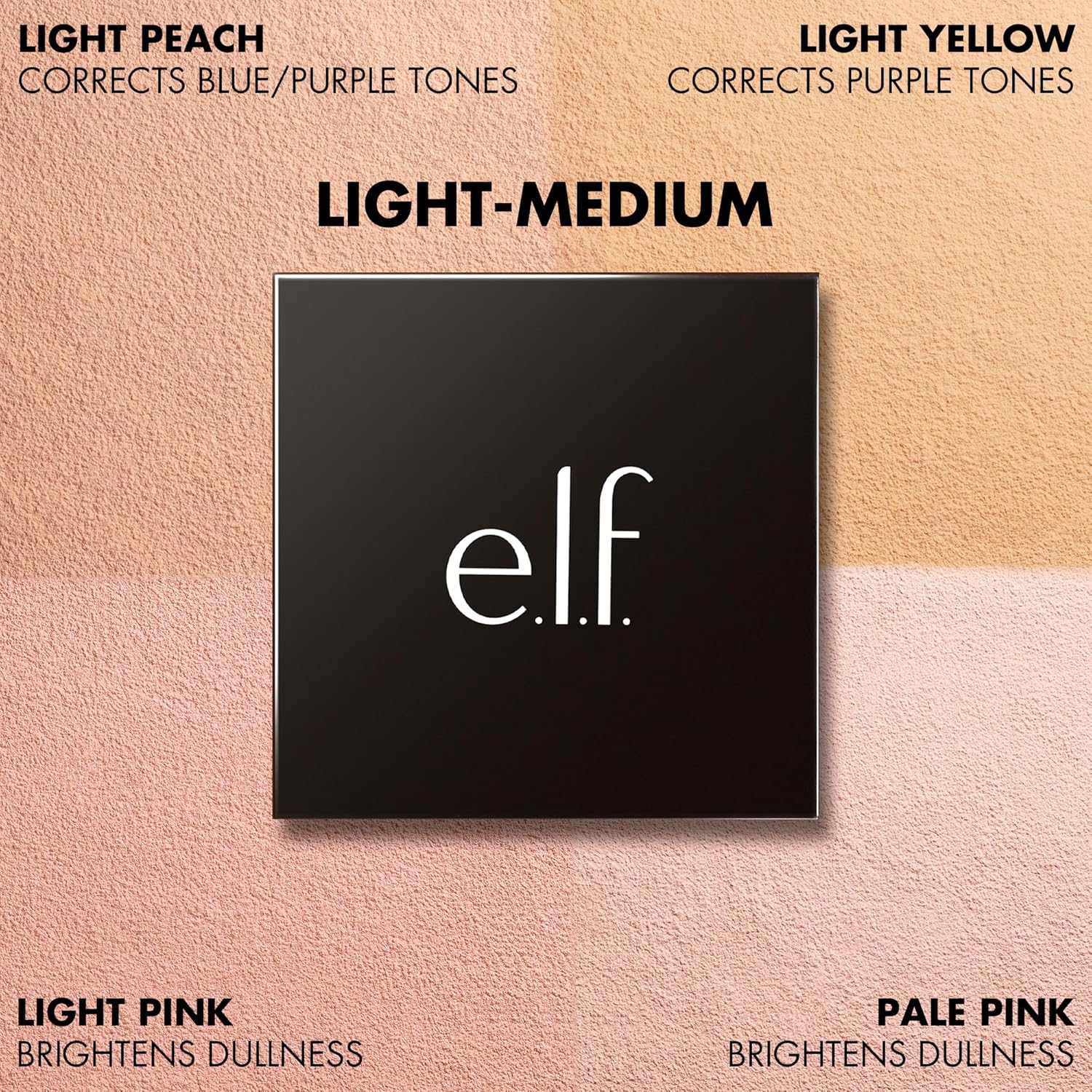 e.l.f. Set it Bright Powder Quad, Brightening Loose Setting Powder, Bakes, Blurs & Sets for Soft-Matte Radiance, Velvet Puff Included, Vegan & Cruelty-Free, Light-Medium