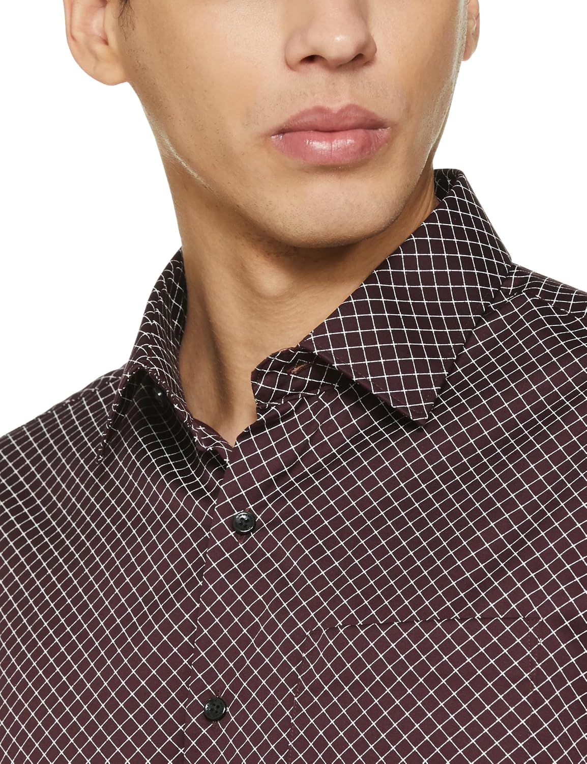 Van Heusen Men's Cotton Slim Fit Printed Formal Shirt 44 Wine