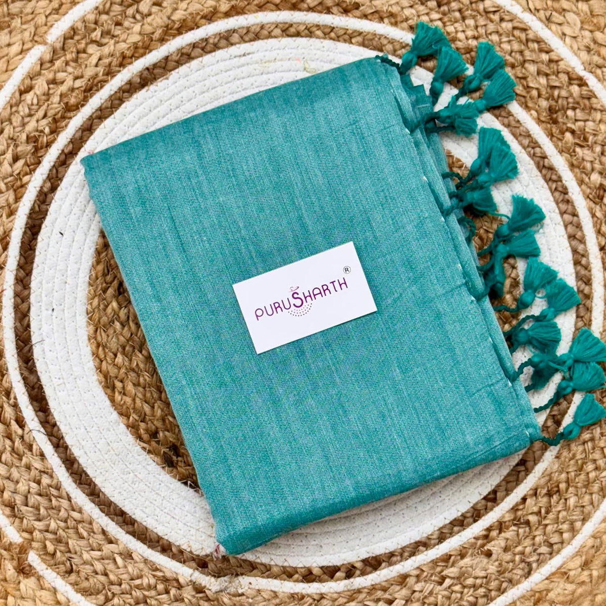 Pure Khadi Cotton Plain Saree for Women with Digital Print Blouse | Khadi Cotton Saree | South Indian Saree | Mul Mul Cotton | Plain Saree Teal