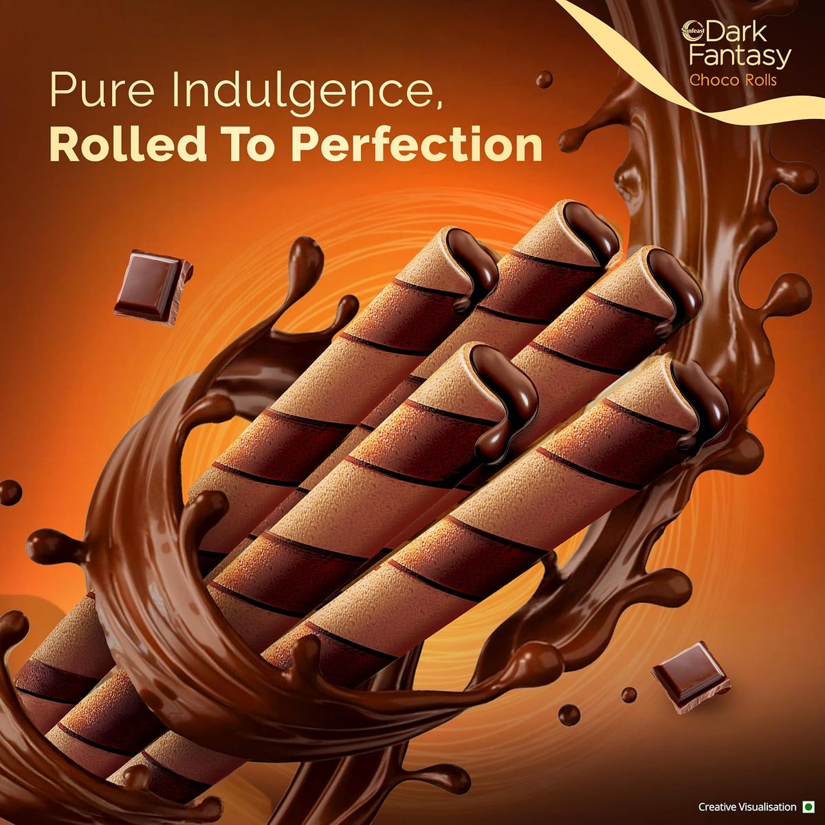 Sunfeast Dark Fantasy Rich Creme Filled Choco Wafer Roll, 180g