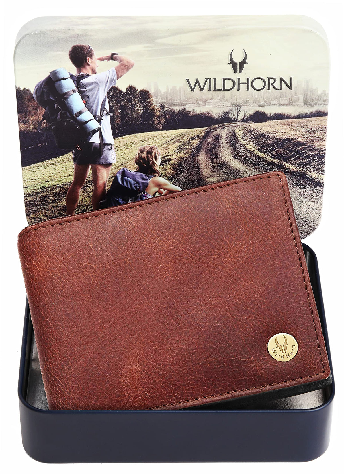 WILDHORN RFID Protected Genuine Leather Wallet for Men Brown Crackle