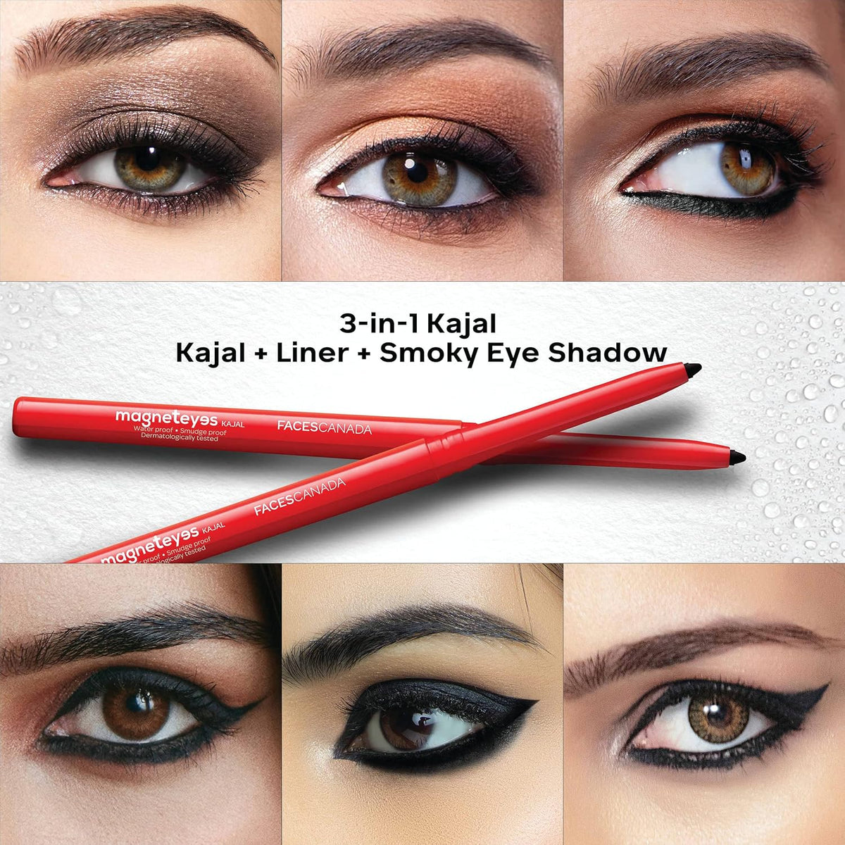 FACESCANADA Magneteyes Eyeliner Gel Black 01 3.5 Ml (Black) And Faces Magnet Eyes Kajal, 0.35G - Matte Finish