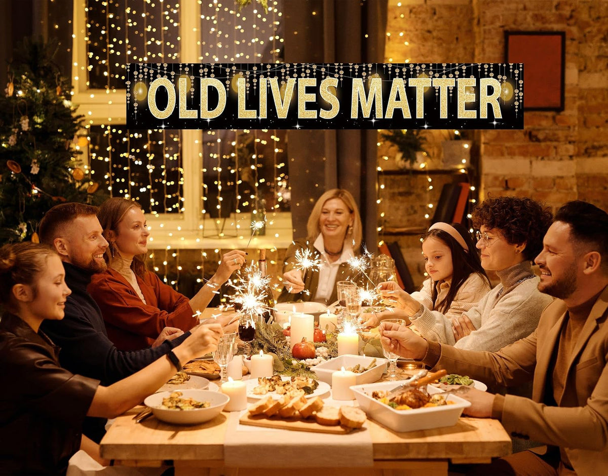 Joyiou Old Lives Matter Birthday Banner Backdrop, Funny Retirement or 40th 50h 60th 70th 80th Birthday Gifts Party Decorations for Men, Unique Gag Gifts Supplie