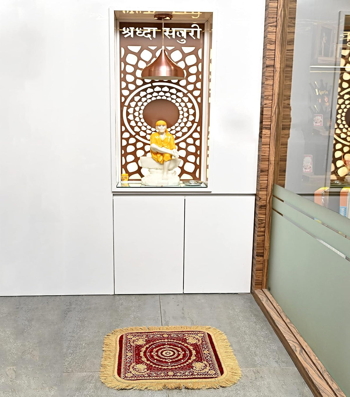 GANGJI Chenille Velvet Soft Yoga Meditation Multipurpose Sitting Floor Portable Mat Asan ASANA PAD JANAMAZ for Meditation, Relaxation Prayer Size (45 X 45 CM, A