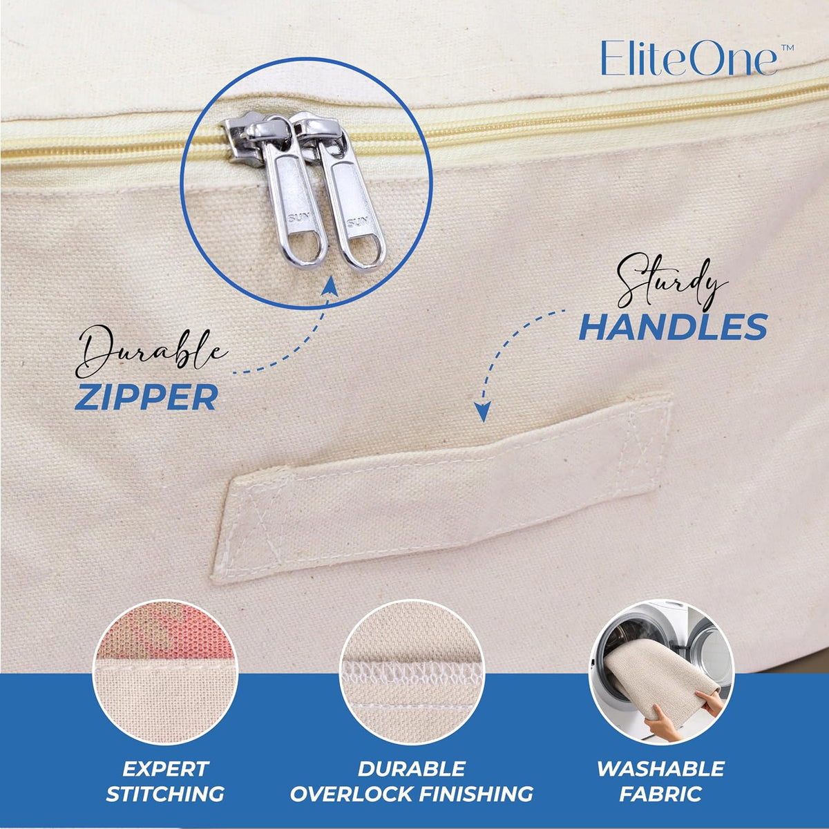 EliteOne Cotton Canvas Clothes Storage Bags/Saree Covers with Zip for Storage Specially Design for Woman Dresses, Sarees, Lehengas for Wardrobe Organizer (17 x