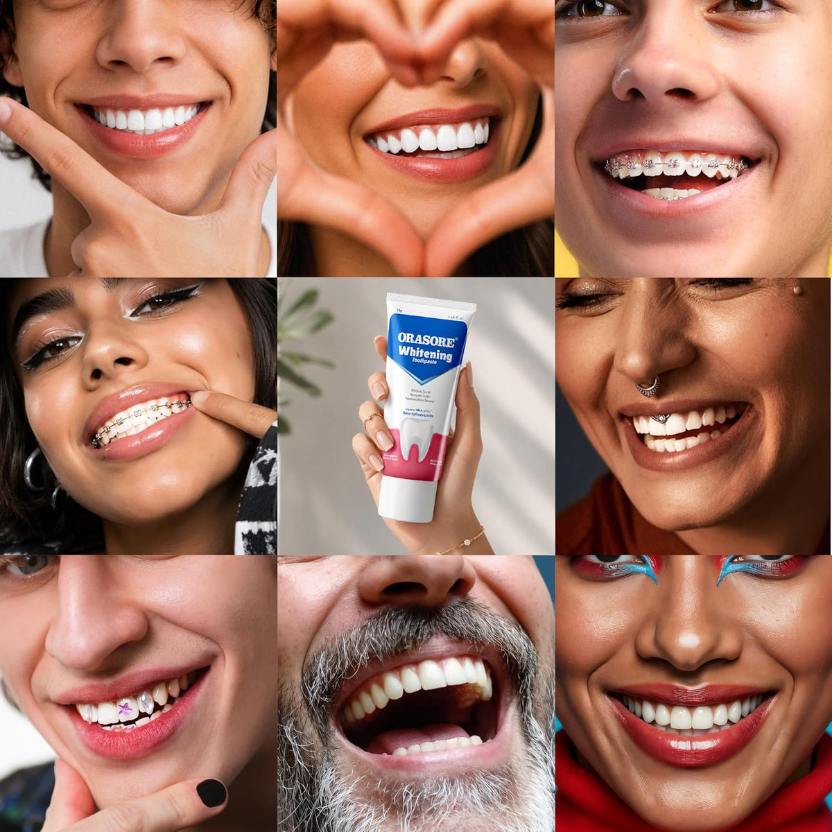 Orasore Whitening Toothpaste 50gm with nHAp | Peroxide-Free | Enamel Remineralizer | Natural Extracts to Reduce Sensitivity, Fight Cavities & Remove Gum Disease