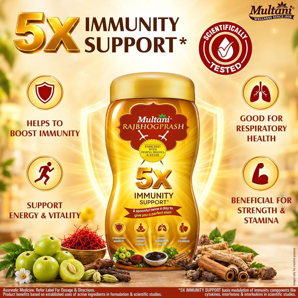 Multani Rajbhogprash 2kg | Ayurvedic Health Rajbhogprash with Swarna (Gold), Chandi, Kesar, Chandan, Amla & 27 Ayurvedic Herbs | Supports Immunity, Strength, St