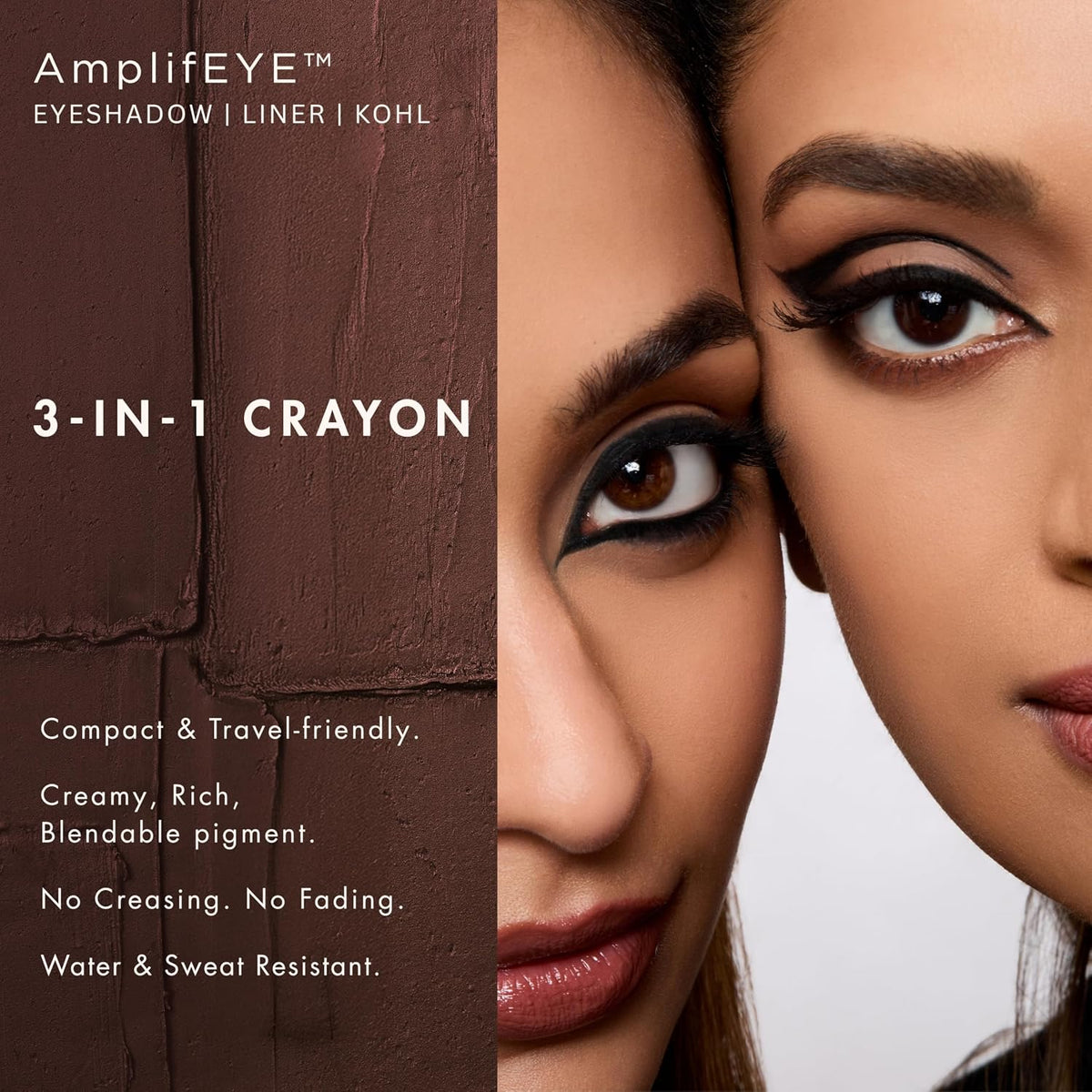 HYUE AmplifEYE™ 3-in-1 EYE Crayon | Eyeshadow - Liner - Kohl | Cold Brew | Creamy Multi-Use Stick with in-built Sharpener and Smudger | High-Pigment Formula wit