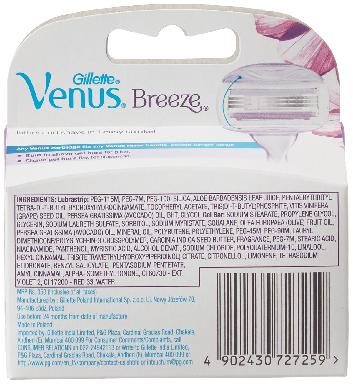 Gillette Venus Breeze Razor Blades - Pack of 2