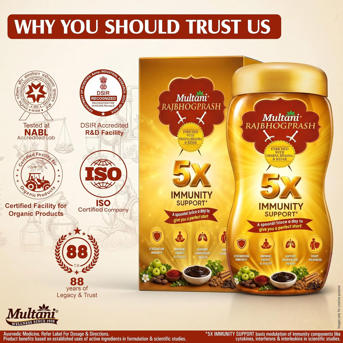 Multani Rajbhogprash 2kg | Ayurvedic Health Rajbhogprash with Swarna (Gold), Chandi, Kesar, Chandan, Amla & 27 Ayurvedic Herbs | Supports Immunity, Strength, St
