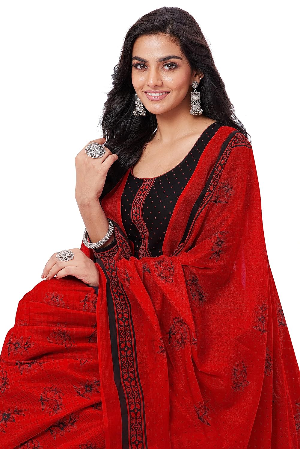 Miraan Cotton Printed Readymade Salwar Suit For Women (BANDCOLOR1711) S Black