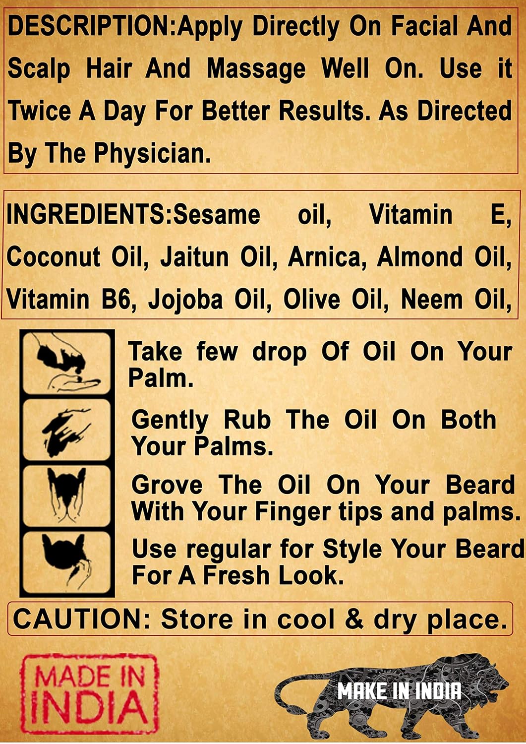 Natural Beard Hair Growth Oil For Men, Nourishes & Strengthens Uneven Patchy Beard (30 ml) Pack Of 1