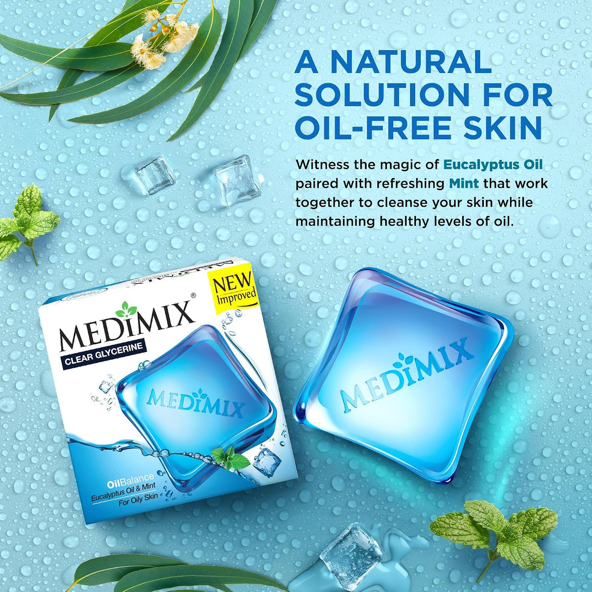 Medimix Clear Glycerine Oil Balance Soap for Oily Skin infused with Eucalyptus Oil & Mint 100g (3+1) 100 g (Pack of 4)