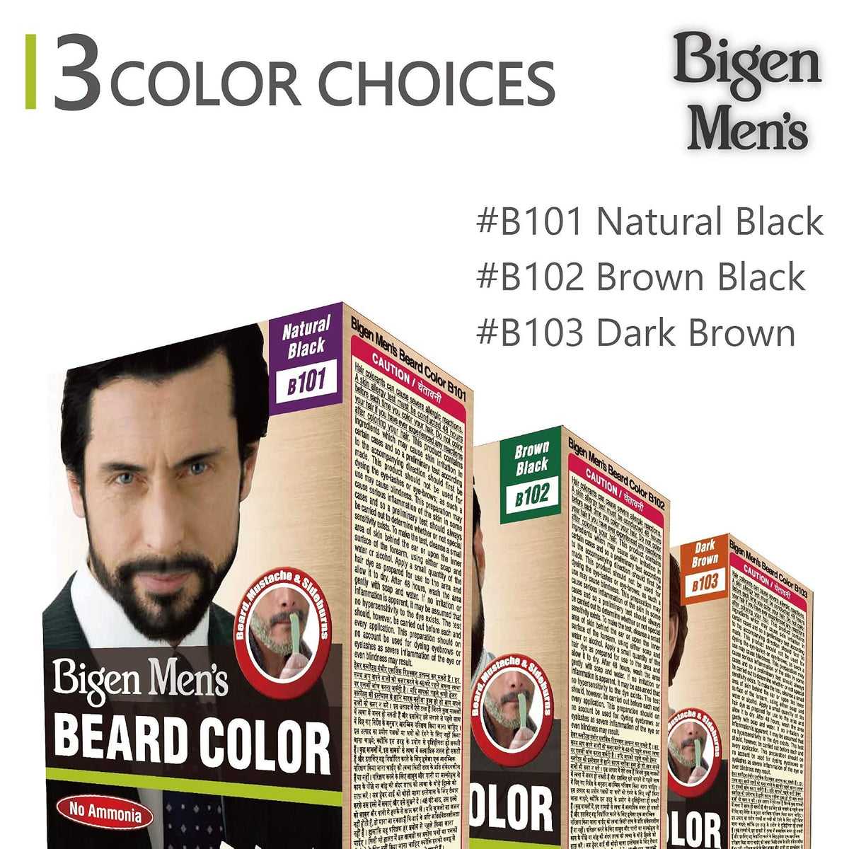 Bigen Men's Beard Color, Brownish Black B102, 40g & Bigen Men's Speedy Color, Brown Black 102, 80g
