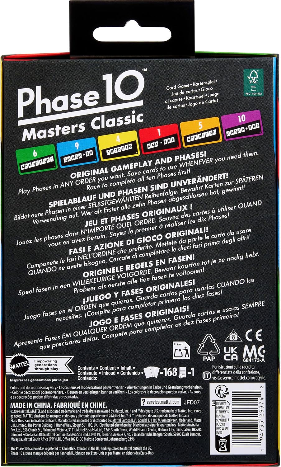 Mattel Games Phase 10 Masters Card Game from 7 Years