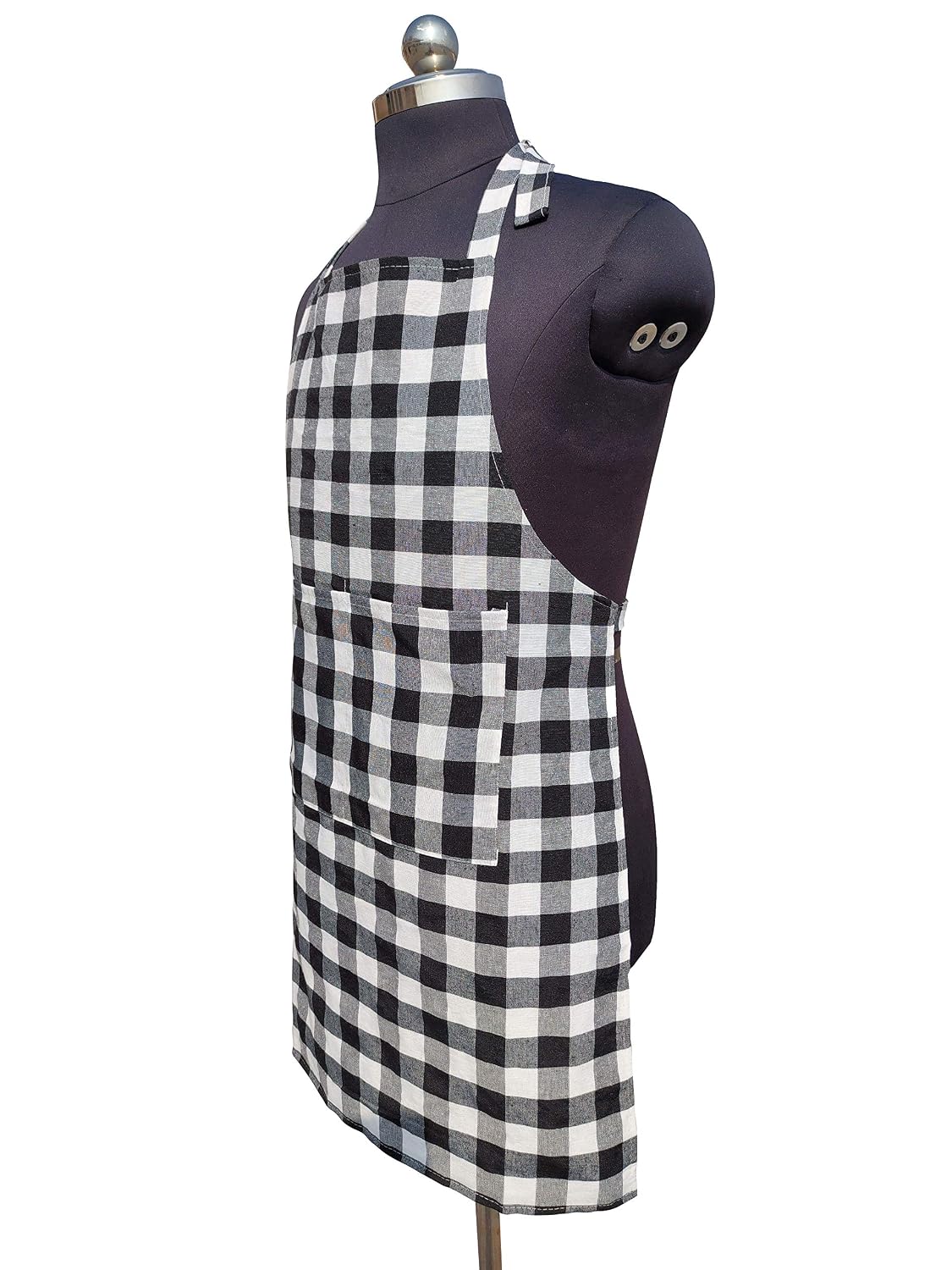 GLUN Waterproof Unisex Kitchen Checkered Design Apron with 2 Front Centre Pocket With Adjustable Neck Strap (Pack Of 2)