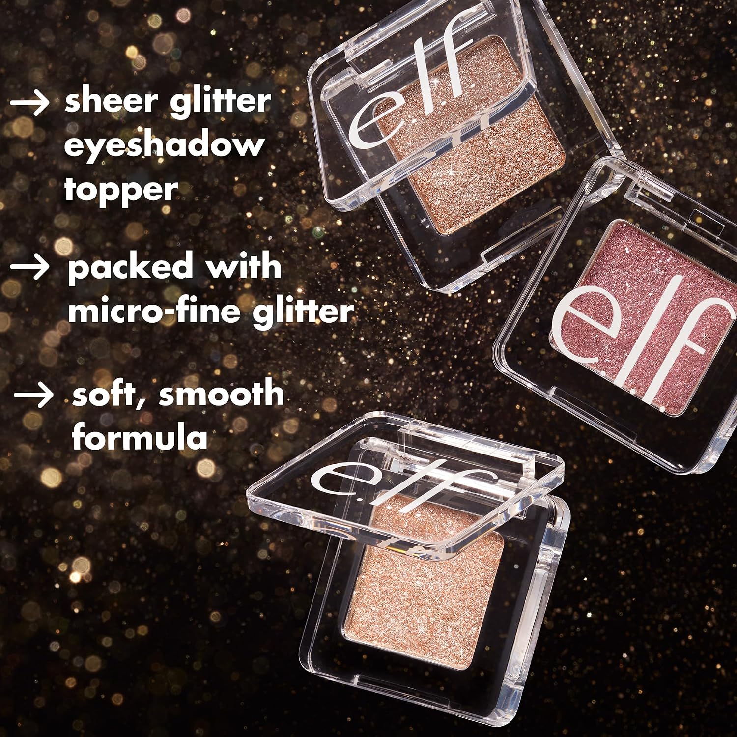 e.l.f. Powder Fine As Fleck Glitter Eyeshadow, Long-Lasting Sheer Eye Makeup With A Shimmer Finish, Soft, Smooth Formula, Vegan & Cruelty-Free, White Hot