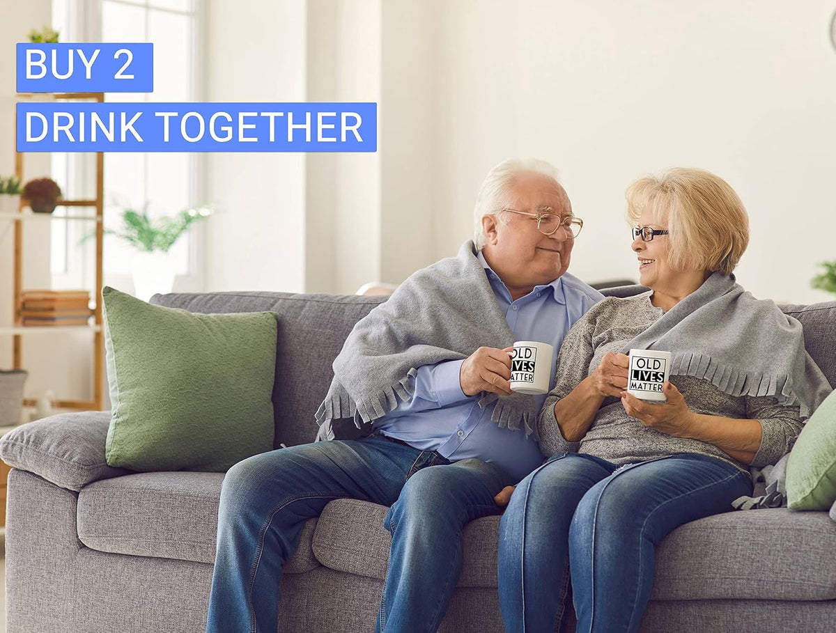 Retirement Coffee Mug - Old Lives Matter - Funny Unique Gag Gifts for Man, Woman Dad Grandpa Old Man Senior Citizen Elderly Grandparent White Mug 11oz
