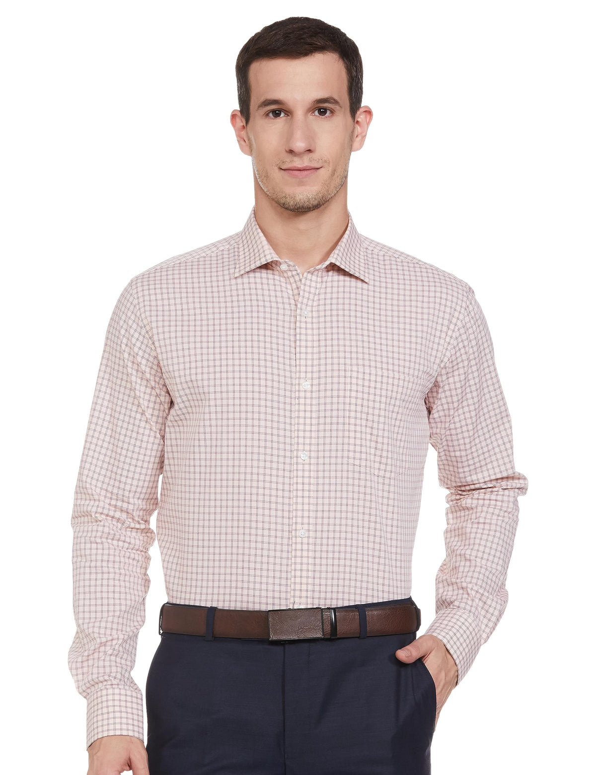 Park Avenue Men's Cotton Regular Fit Shirt 44 Medium Orange