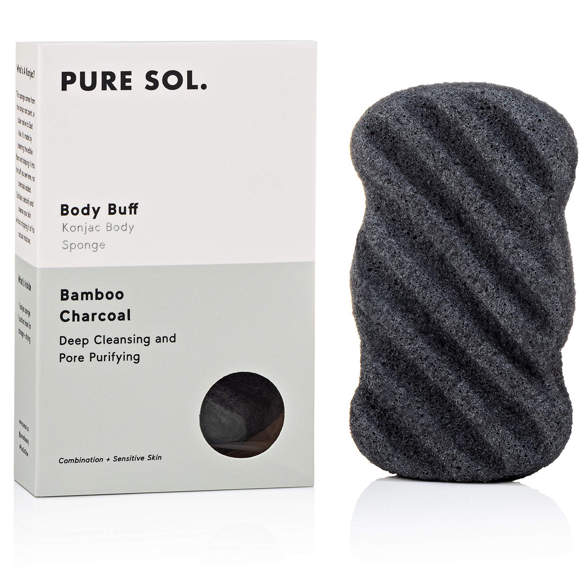Konjac Sponge - Activated Charcoal - Body Sponge, 100% Natural Sponge, Eco-friendly - Gentle Exfoliating Sponge, Deep Cleansing, Improved Skin Texture - Konjac