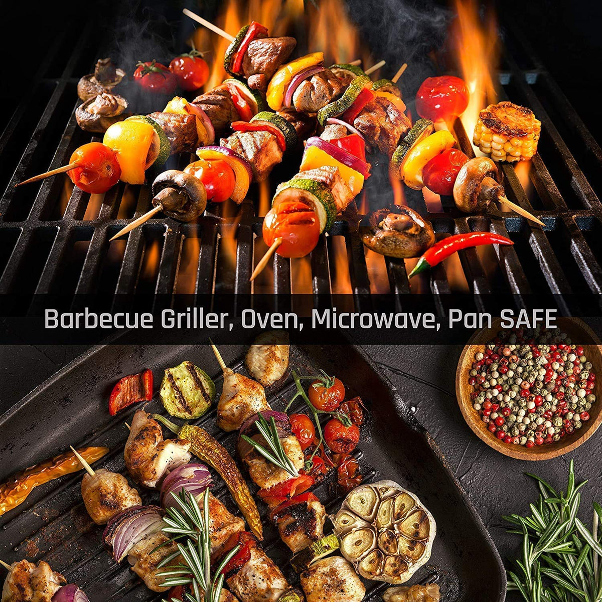 Kalakriti Bamboo (260 pcs) Wooden Skewers/BBQ Sticks Seekh for Kabab, Paneer Tikka, Fruits Salad| Barbecue skewers for Oven Microwave Pan Grilling (6 inches Eac