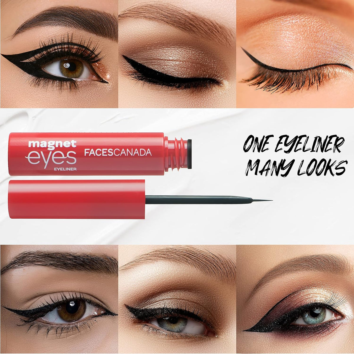 FACESCANADA Magneteyes Eyeliner Gel Black 01 3.5 Ml (Black) And Faces Magnet Eyes Kajal, 0.35G - Matte Finish