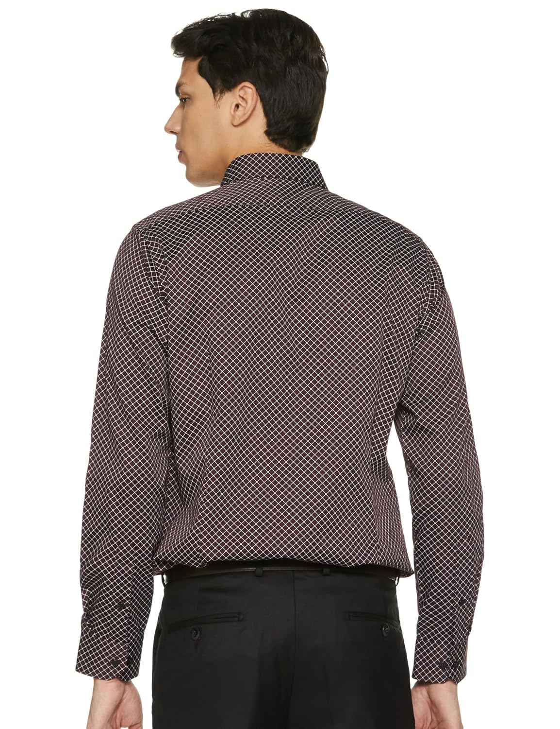 Van Heusen Men's Cotton Slim Fit Printed Formal Shirt 44 Wine