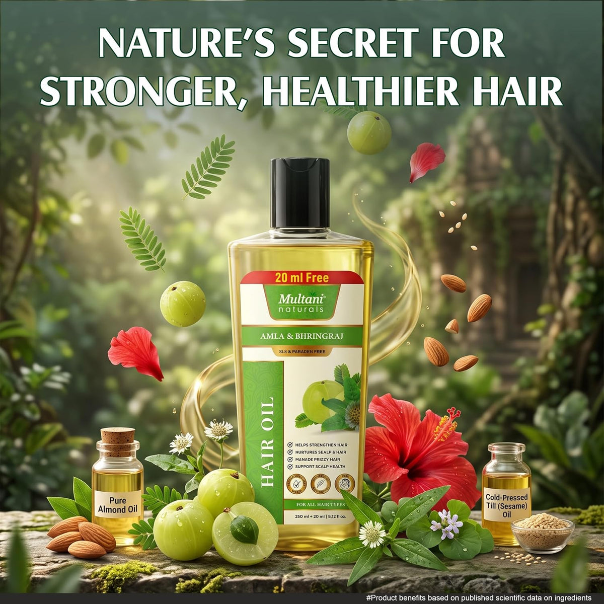 Multani Naturals Hair Oil Amla & Bhringraj (270ml) | Strengthens Hair | Supports Scalp Health | Controls Frizz | For Men & Women Amla & Bhringraj 270 ml (Pack o