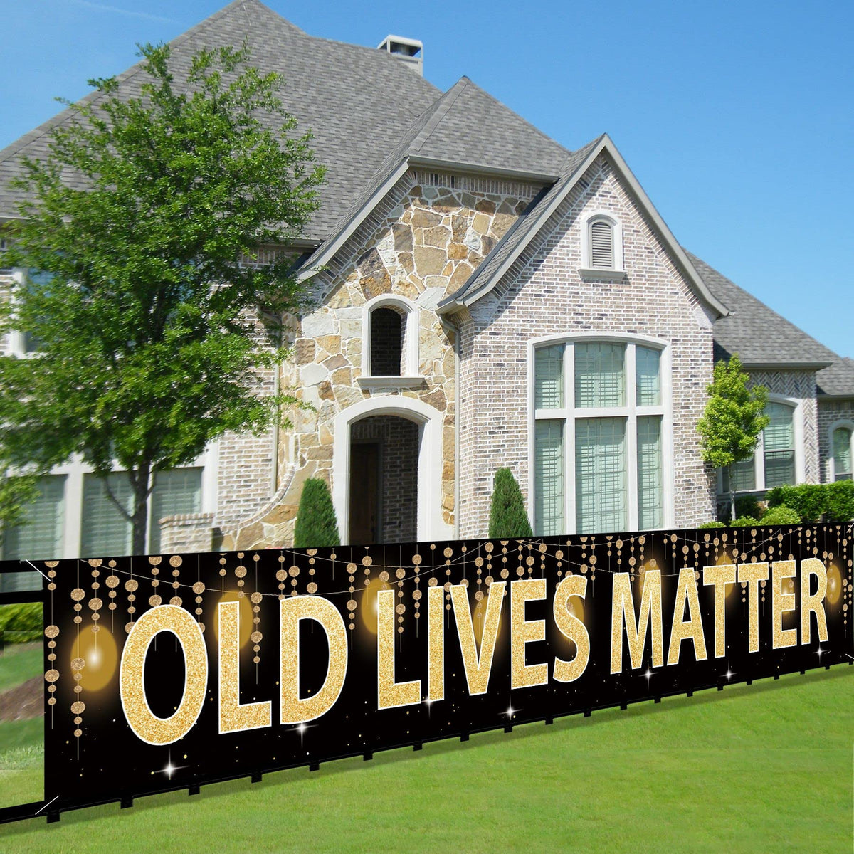 Joyiou Old Lives Matter Birthday Banner Backdrop, Funny Retirement or 40th 50h 60th 70th 80th Birthday Gifts Party Decorations for Men, Unique Gag Gifts Supplie
