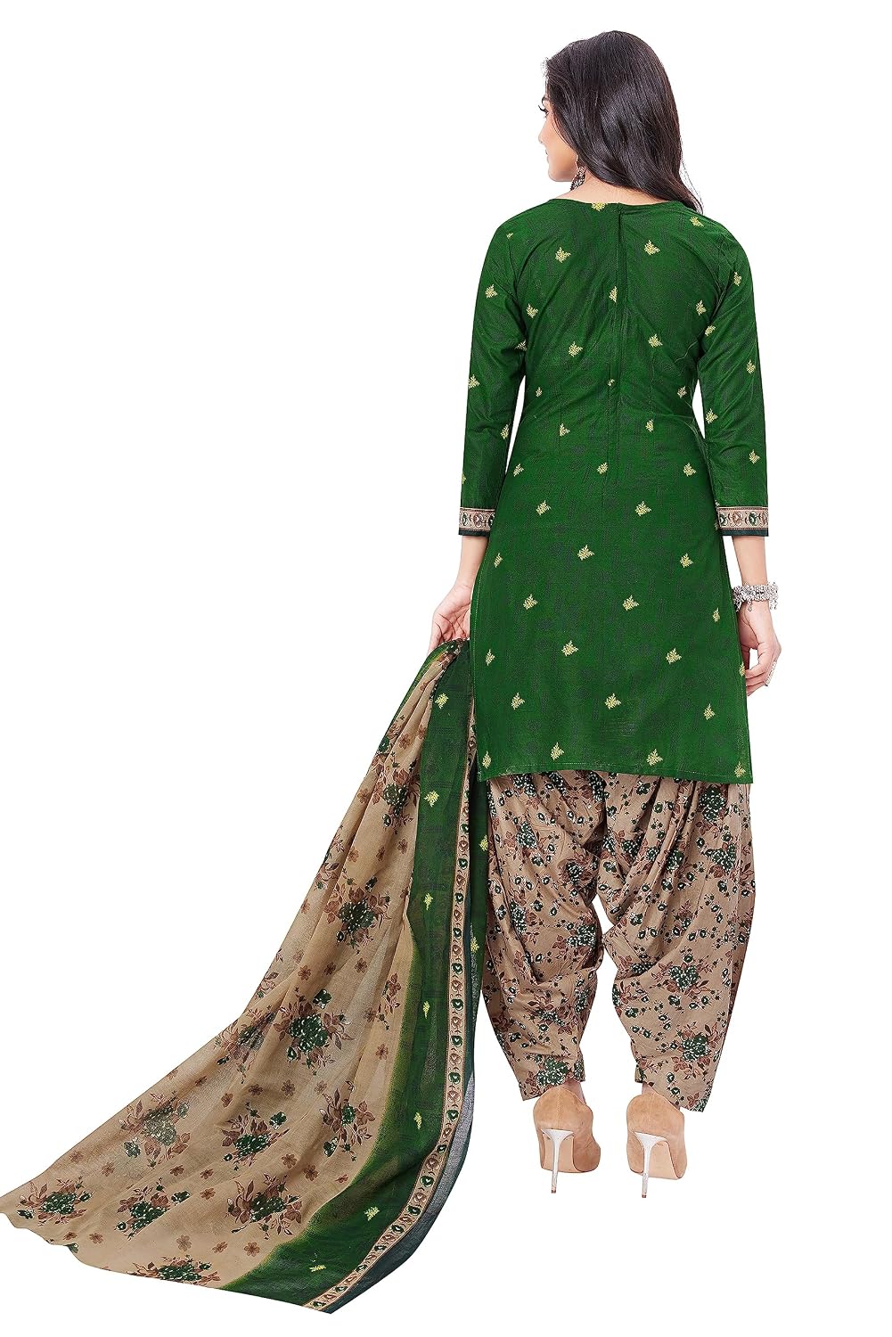 Miraan Cotton Printed Readymade Salwar Suit For Women (BANDCOLOR1710) S Green