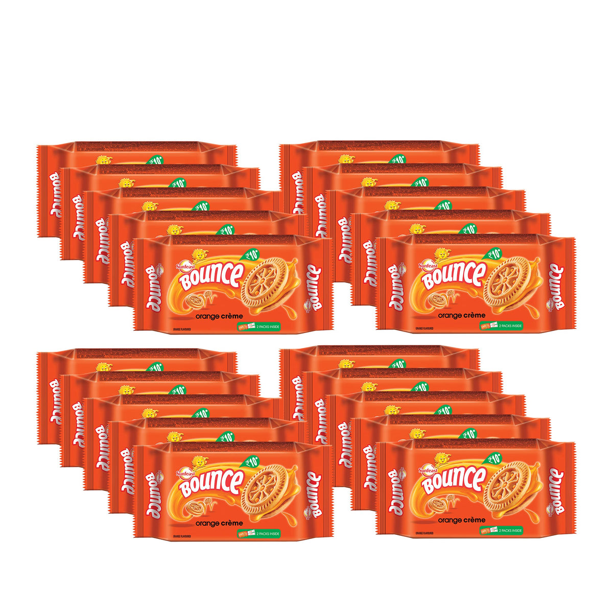 Sunfeast Bounce Cream Tangy Orange, 82g Pack of 20 Orange 82 g (Pack of 20)